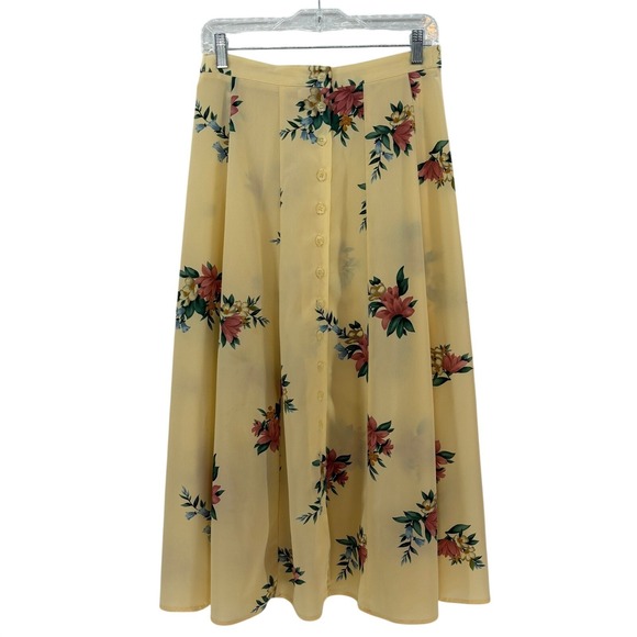 Rafaella Petites Dresses & Skirts - Rafaella Yellow Floral Button Skirt Cottagecore Vintage Romantic Midi size 8